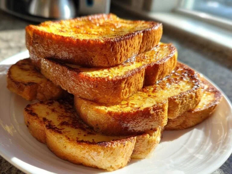 Plate of delicious and easy French toast garnished with fresh berries