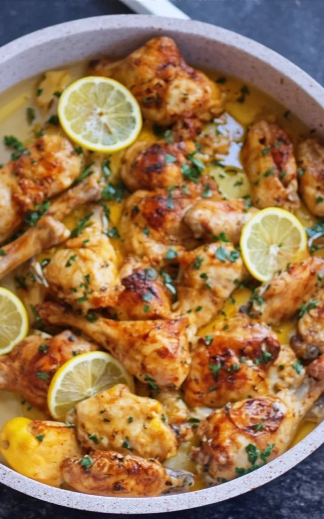 Baked Lemon Garlic Chicken with roasted potatoes, Lebanese style cuisine
