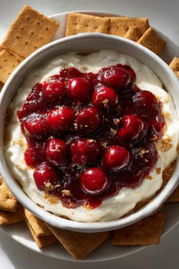 Delicious Cherry Cheesecake Dip served in a bowl with fresh cherries