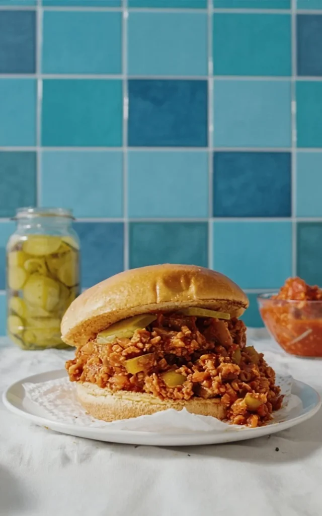 Delicious easy vegan sloppy joes served on a bun with fresh toppings