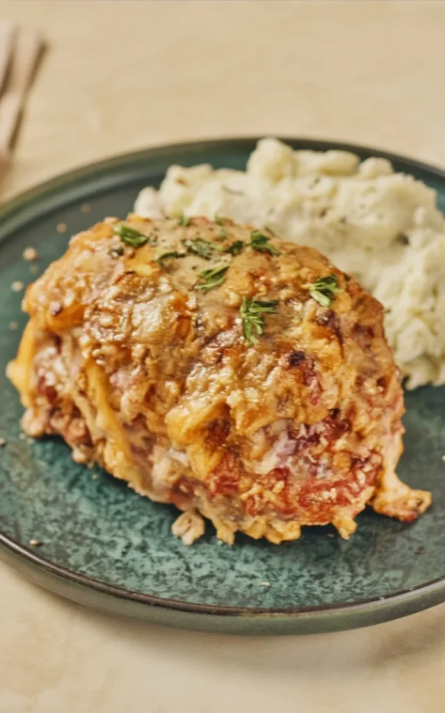 Delicious French onion mini meatloaves served on a plate