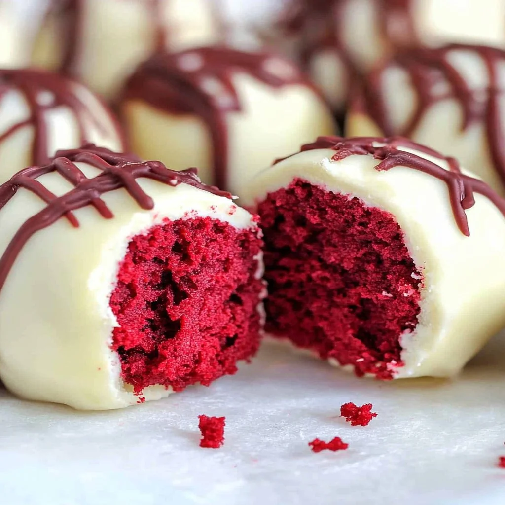 Delicious homemade red velvet truffles ready to enjoy