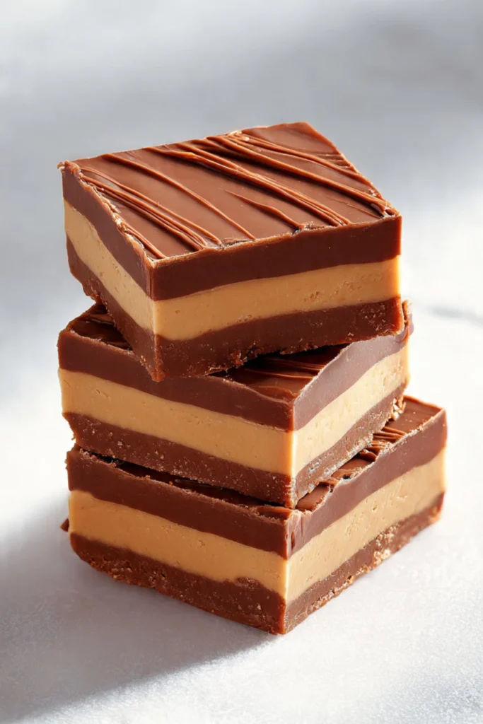 Delicious homemade Chocolate Peanut Butter Fudge on a parchment paper