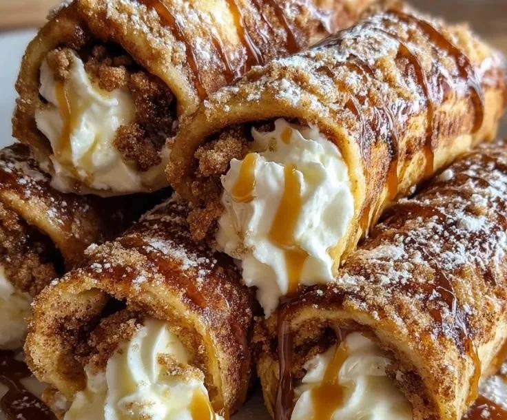 Delicious cinnamon roll cheesecake chimichanga served on a plate