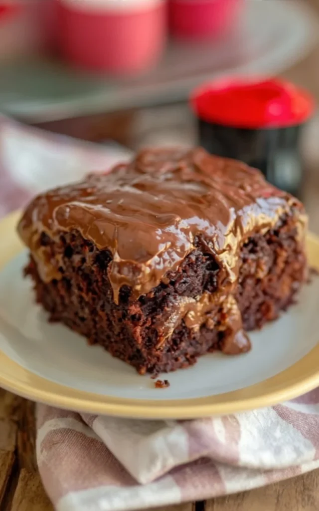Delicious Cracker Barrel Coca-Cola chocolate cake slice on a plate