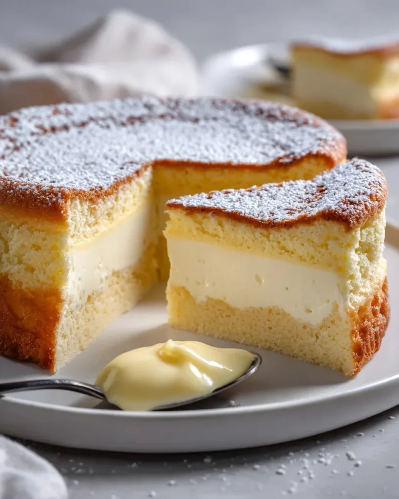 Delicious homemade vanilla custard cake with layers and a creamy texture