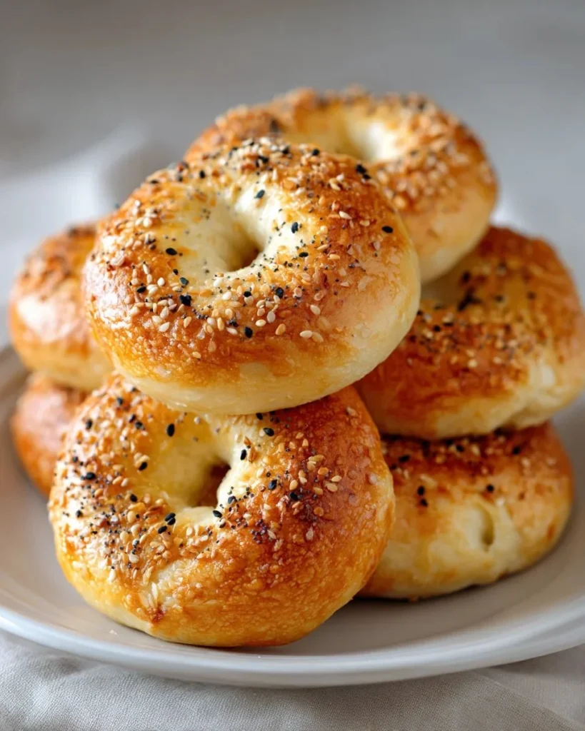 Delicious homemade Greek yogurt bagels ready to enjoy for breakfast