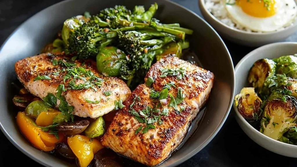 High protein chicken dish with low carb vegetables for a healthy meal