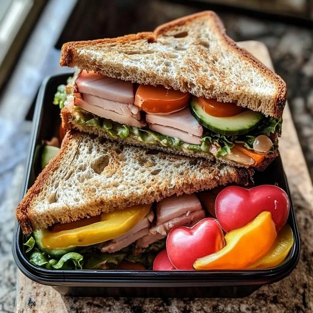 Delicious Valentine’s Day lunch box filled with heart-shaped treats and fresh ingredients.