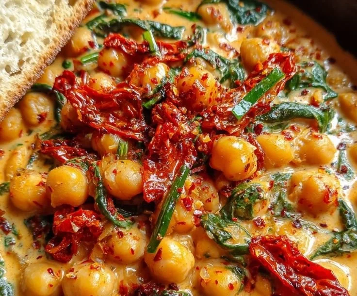 Delicious Marry Me Creamy Chickpeas served in a bowl