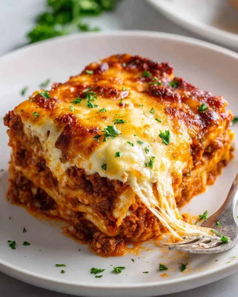 Delicious Million Dollar Spaghetti dish with cheese and herbs.