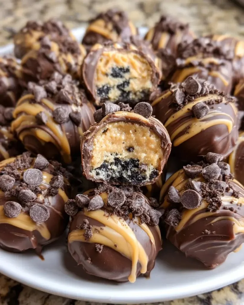 Delicious Peanut Butter Oreo Truffles made with creamy peanut butter and crushed Oreos.