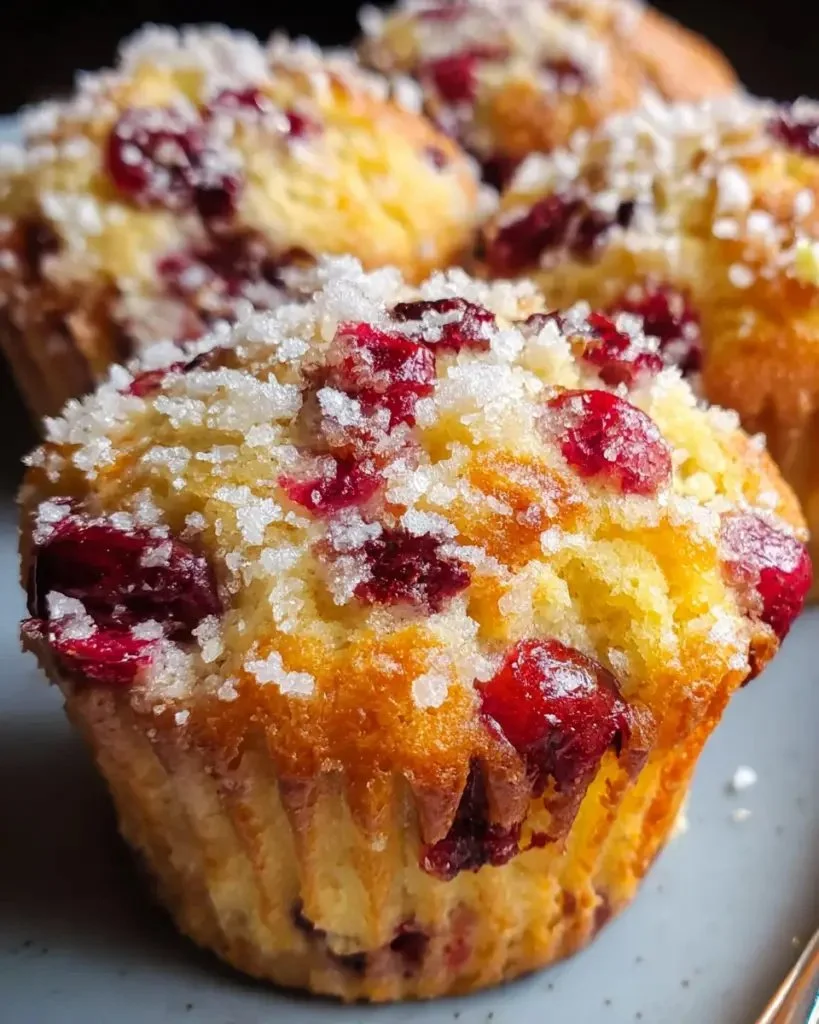 Delicious ricotta cranberry orange muffins fresh out of the oven