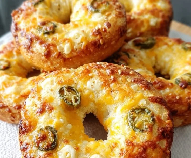 Spicy Jalapeño Cheddar Bagels fresh out of the oven