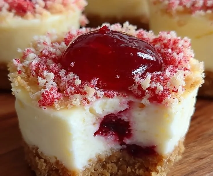 Strawberry Crunch Cheesecake Bites served on a platter