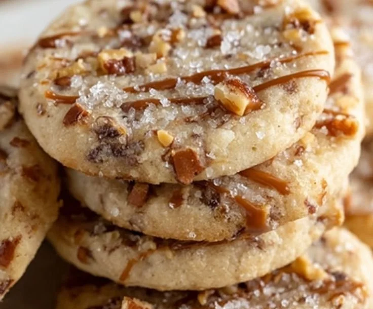 Delicious toffee butter icebox cookies on a plate, perfect for sharing.