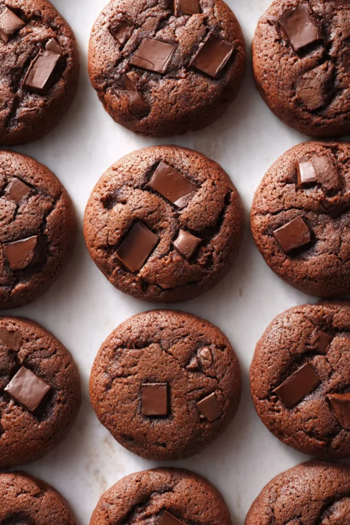 Delicious triple chocolate chunk cookies with rich chocolate pieces