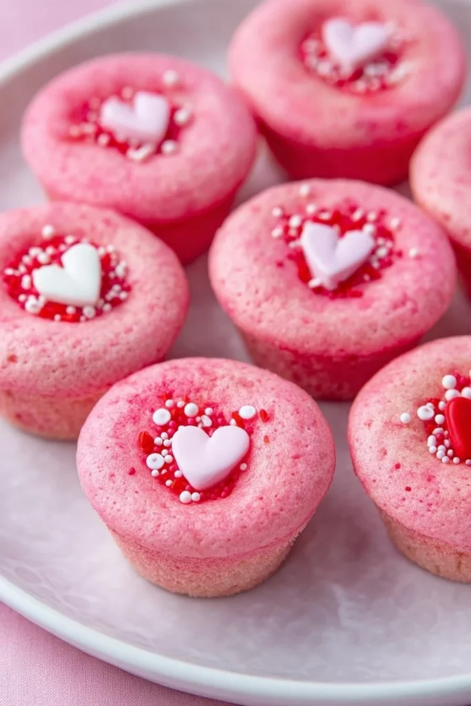 Valentine's Day cookie cups topped with Hershey's Hugs, perfect for gifting.