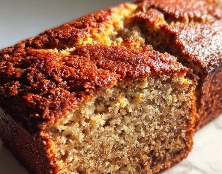 Healthy almond flour banana bread fresh out of the oven