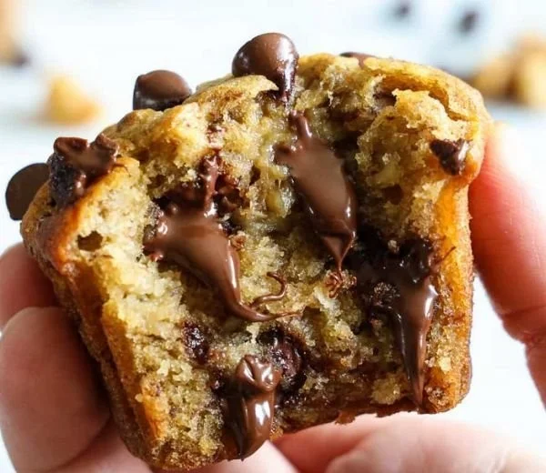 Delicious Banana Chocolate Chip Muffins fresh out of the oven