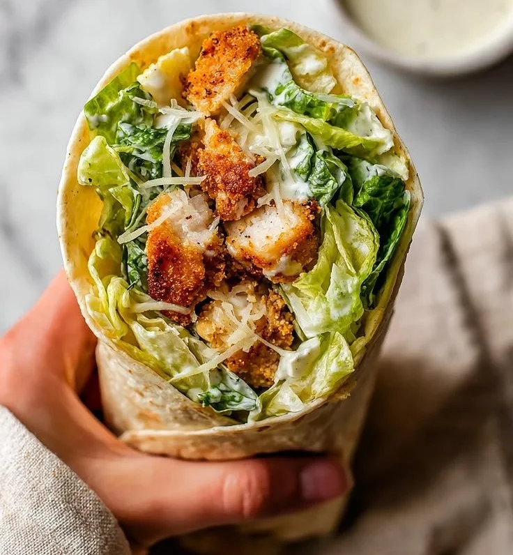 Delicious Chicken Caesar Wrap with fresh ingredients and creamy dressing