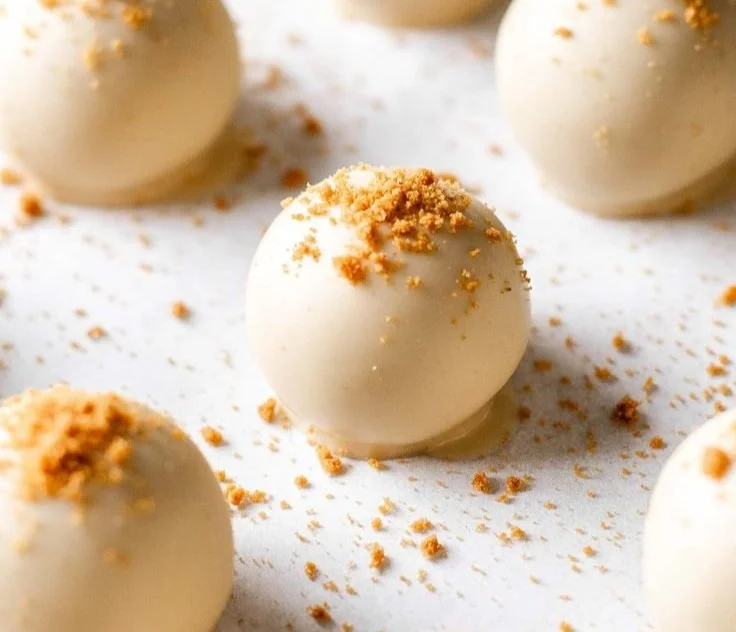 Homemade Biscoff Balls dessert with a golden brown coating and a creamy center