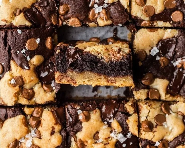 Delicious brookie cookie brownie dessert combining brownies and cookies.