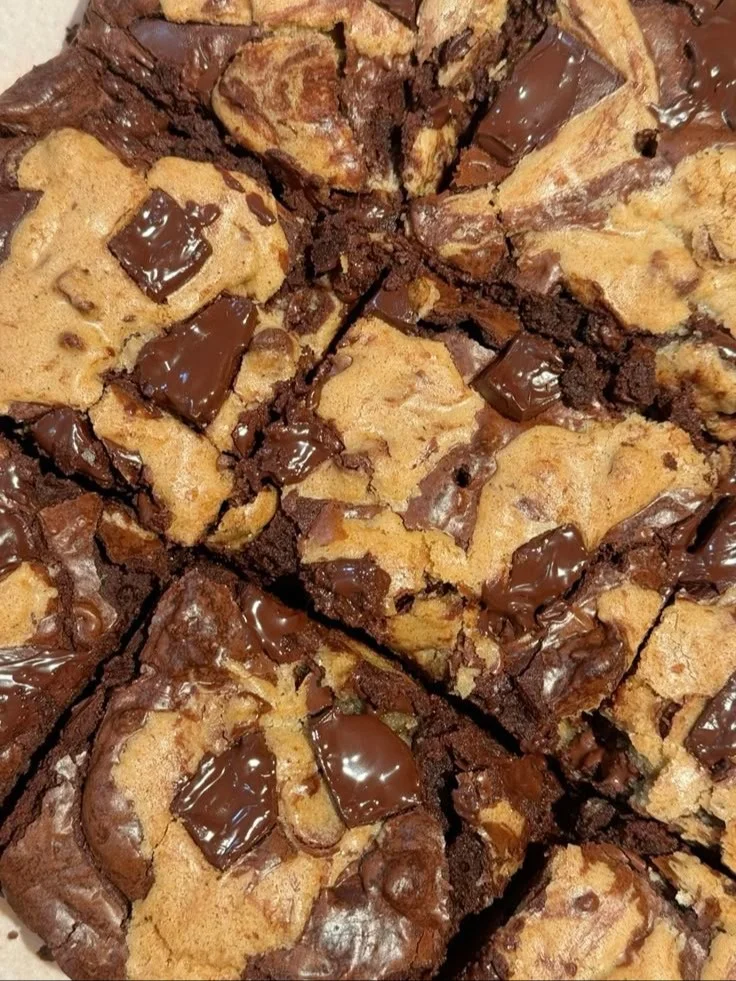 Delicious brown butter brookies with rich brownie and cookie layers