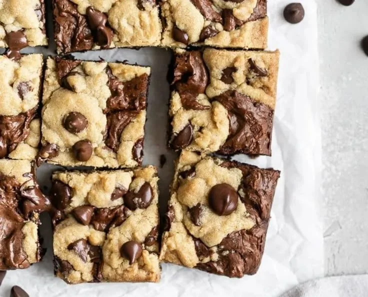 Delicious brown butter brookies with chocolate chips and brownie texture