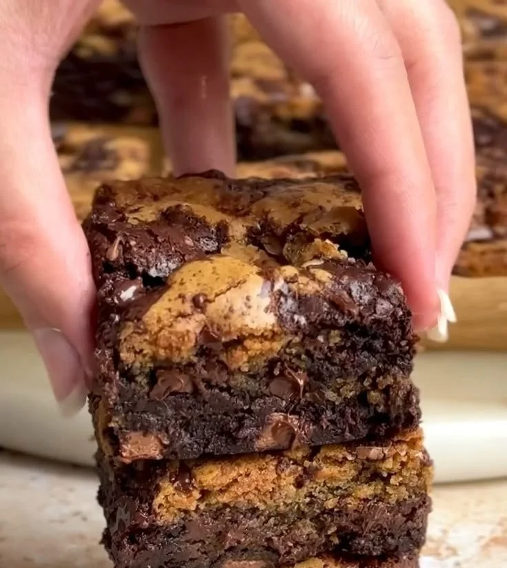 Delicious brown butter brookies with rich chocolate and cookie texture