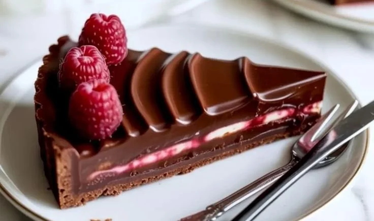 Delicious Chocolate Raspberry Tart with fresh raspberries and chocolate ganache