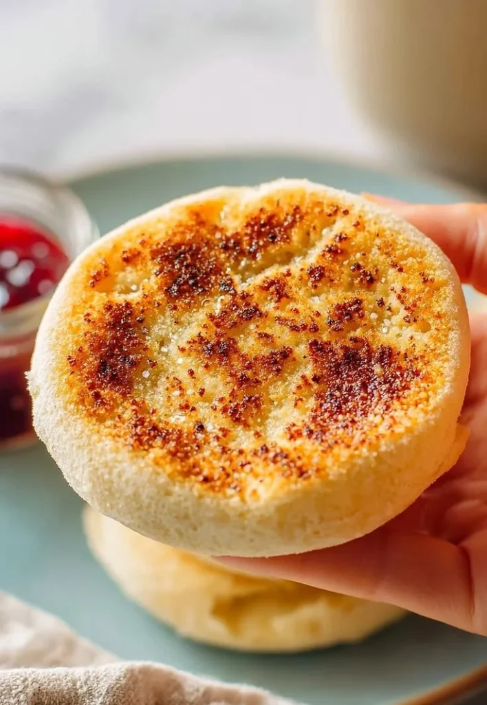 Homemade classic English muffins fresh out of the oven