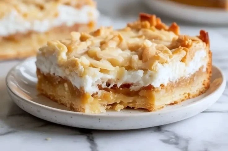Delicious Coconut Dream Bars served on a plate