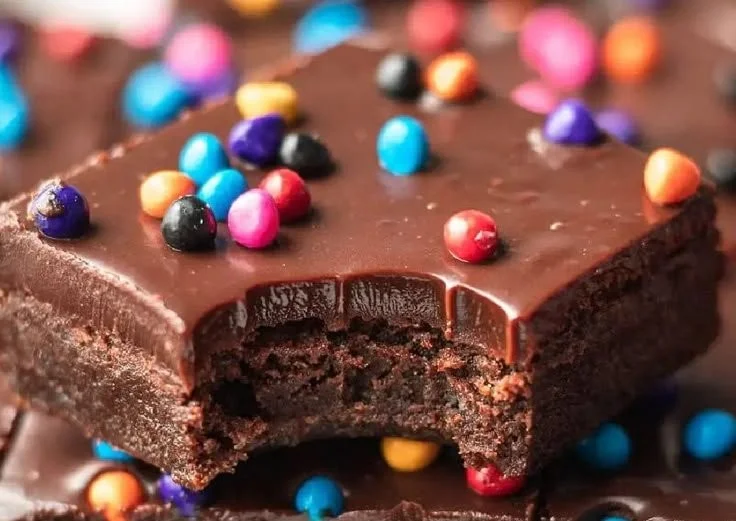 Delicious homemade Cosmic Brownies topped with colorful sprinkles.