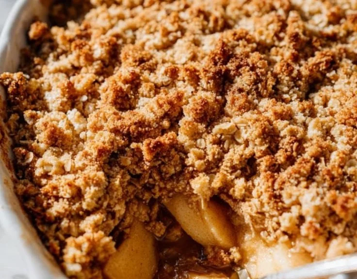 A delicious homemade easy apple crisp with a golden oat topping