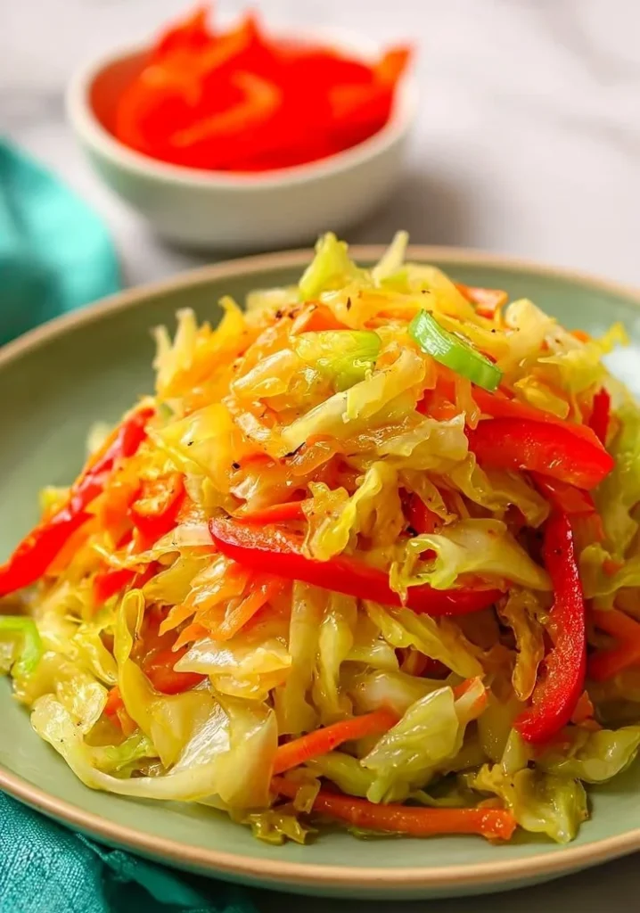 Delicious gluten-free Jamaican cabbage dish with vibrant seasonings