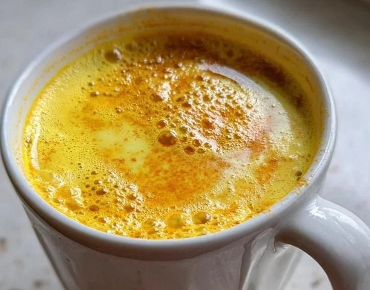 Golden Milk Latte with turmeric, wellness drink in a cup