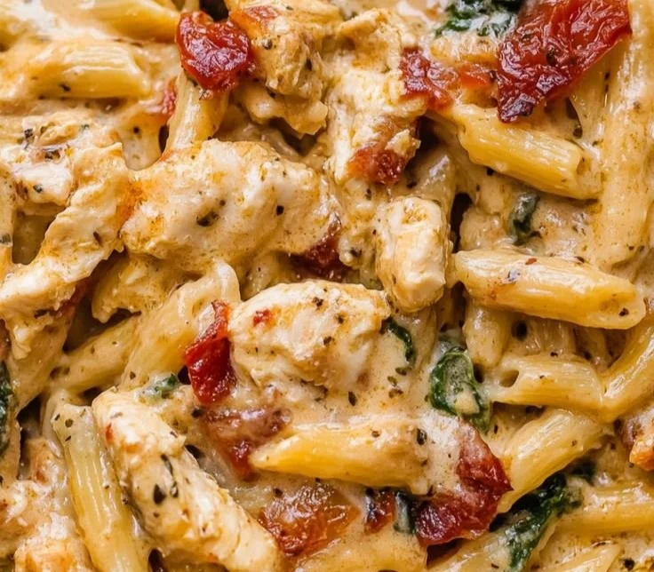 Creamy Marry Me Chicken Pasta with herbs and tomatoes on a plate