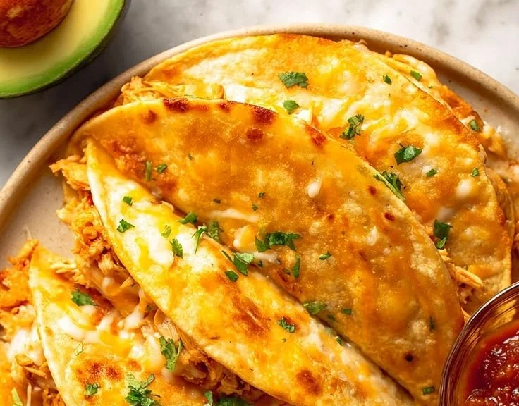 Mini baked chicken tacos served on a plate for a delicious meal