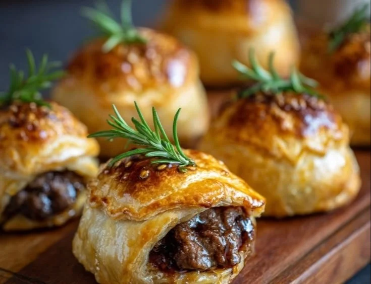 Mini Beef Wellingtons served on a platter, perfect for appetizers
