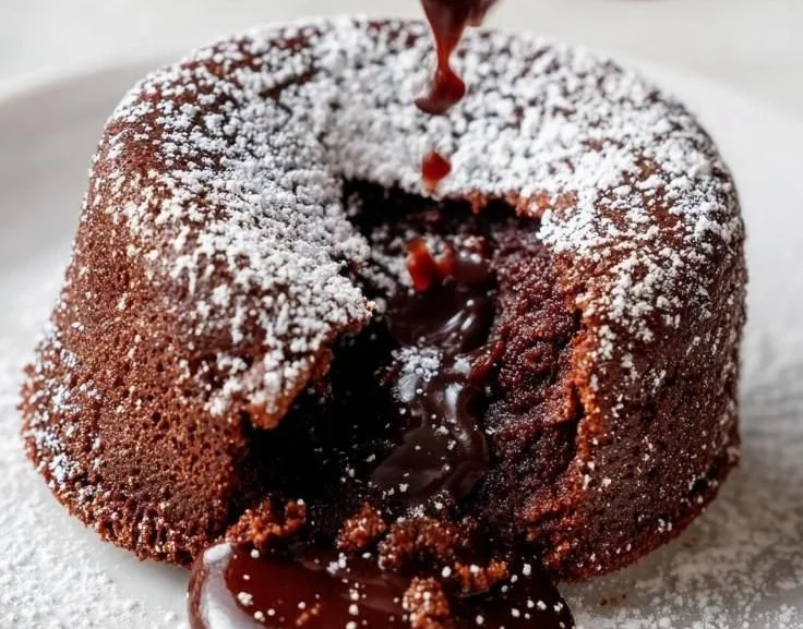 Delicious molten lava cakes with a gooey chocolate center served on a plate.
