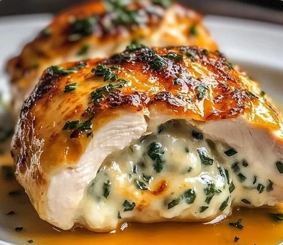 Delicious stuffed chicken recipe inspired by Ruth's Chris restaurant.