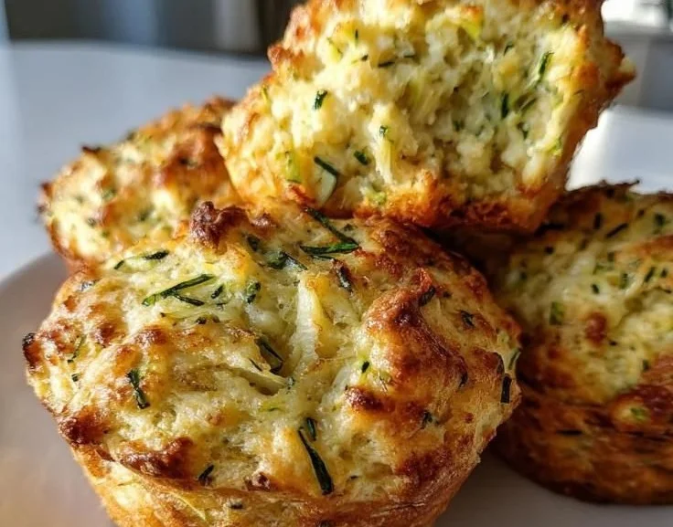 Savory zucchini cheese muffins fresh out of the oven