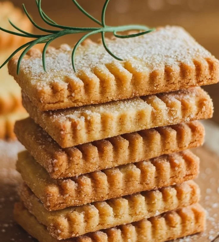 Homemade shortbread cookies arranged on a cooling rack