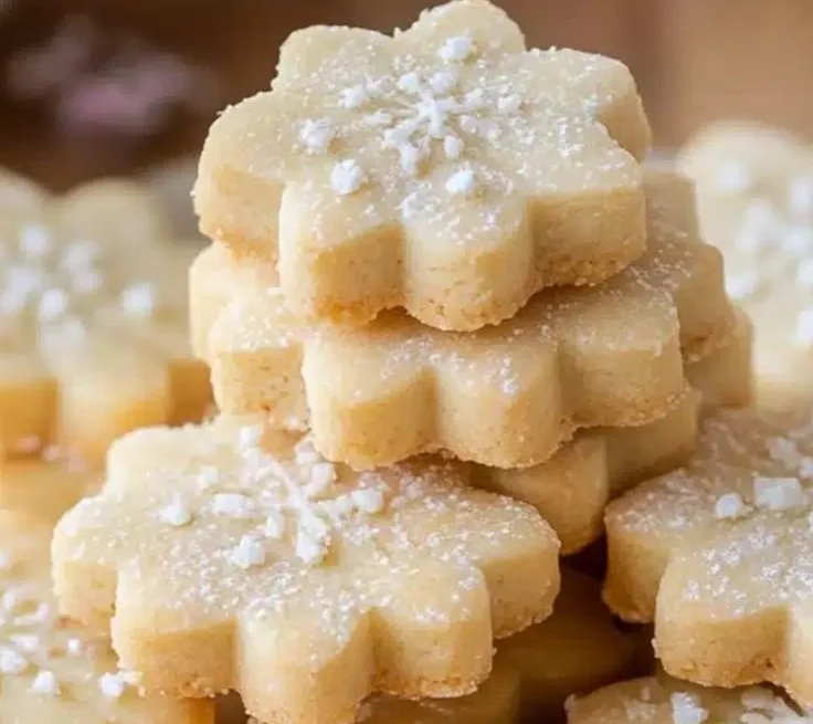 Homemade shortbread cookies on a baking tray, ready to enjoy.