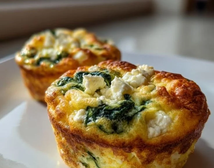 Delicious Spinach Feta Egg Bites served in a dish, ideal for a healthy meal.