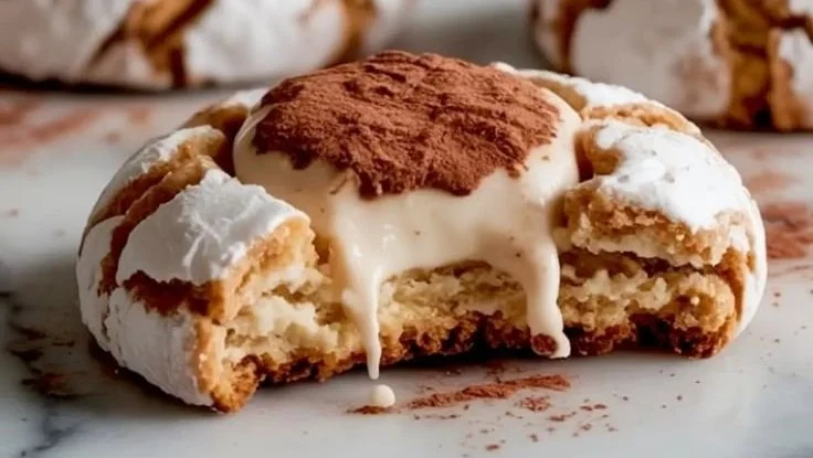 Delicious homemade tiramisu cookies with coffee and mascarpone flavors