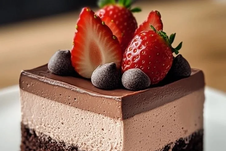 Triple Chocolate Mousse Cake showcasing layers of rich chocolate mousse