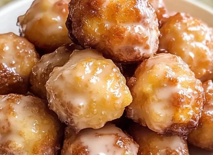 Delicious homemade Apple Fritter Bites on a plate.