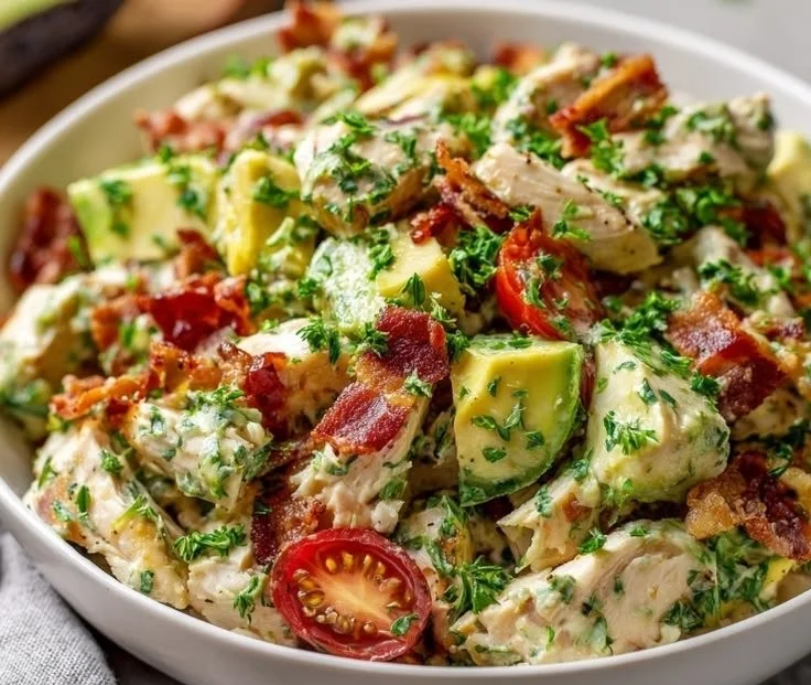 Avocado and Bacon Chicken Salad made in a pressure cooker